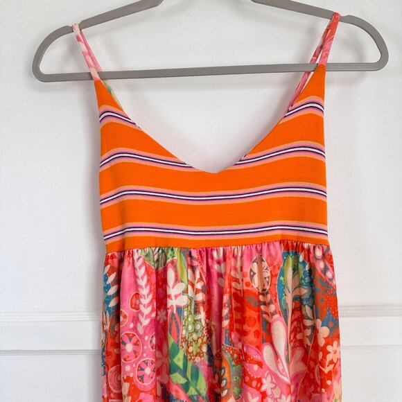LTP Colorful Floral Stripe Strap Maxi Dress Stretchy Beachy Pool, Size 12 - Picture 3 of 10